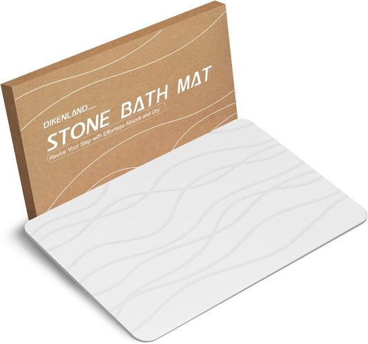 Stone Bath Mat, Diatomaceous Earth Bath Mat Stone, Non-Slip Stone Shower Mat for Bathroom, Quick Drying Stone Bath Mat Large, Super Absorbent Bath Stone Mat 23.5" X 15.5"